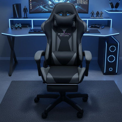 SILLA GAMER RECLINABLE CON  MASAJEADOR LUMBAR Y REPOSA PIES
