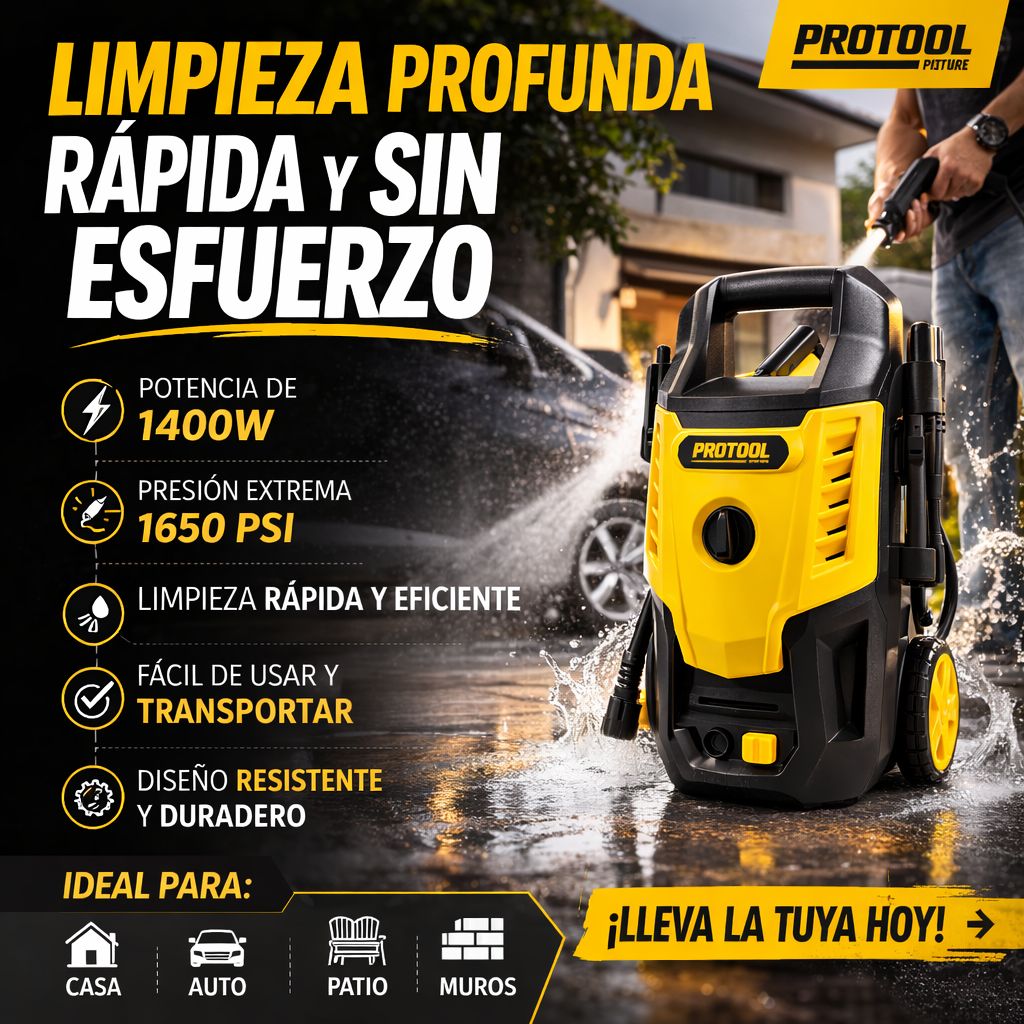 HIDROLAVADORA PROTOOL POWER 1650psi 110V