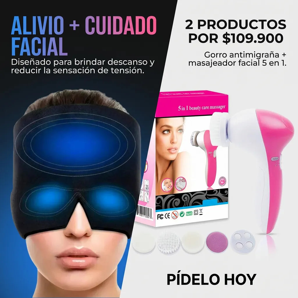 GORRO TERAPEUTICO ANTI-MIGRAÑA + MASAJEADOR FACIAL