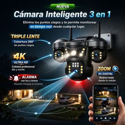 CAMARA DE SEGURIDAD 3 EN 1 WIFI CON SENSOR Y ALARMA