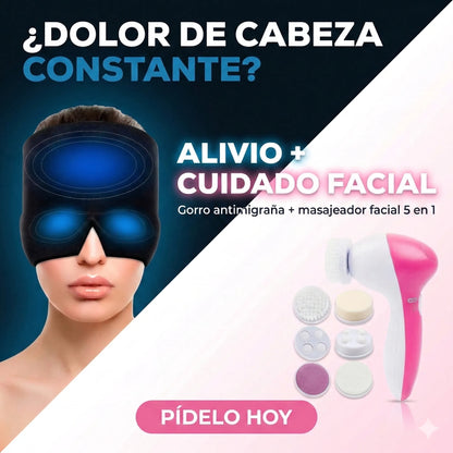 GORRO TERAPEUTICO ANTI-MIGRAÑA + MASAJEADOR FACIAL