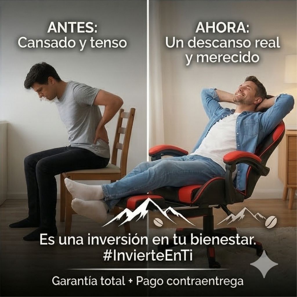 SILLA GAMER CON MASAJEADOR Y REPOSA PIES