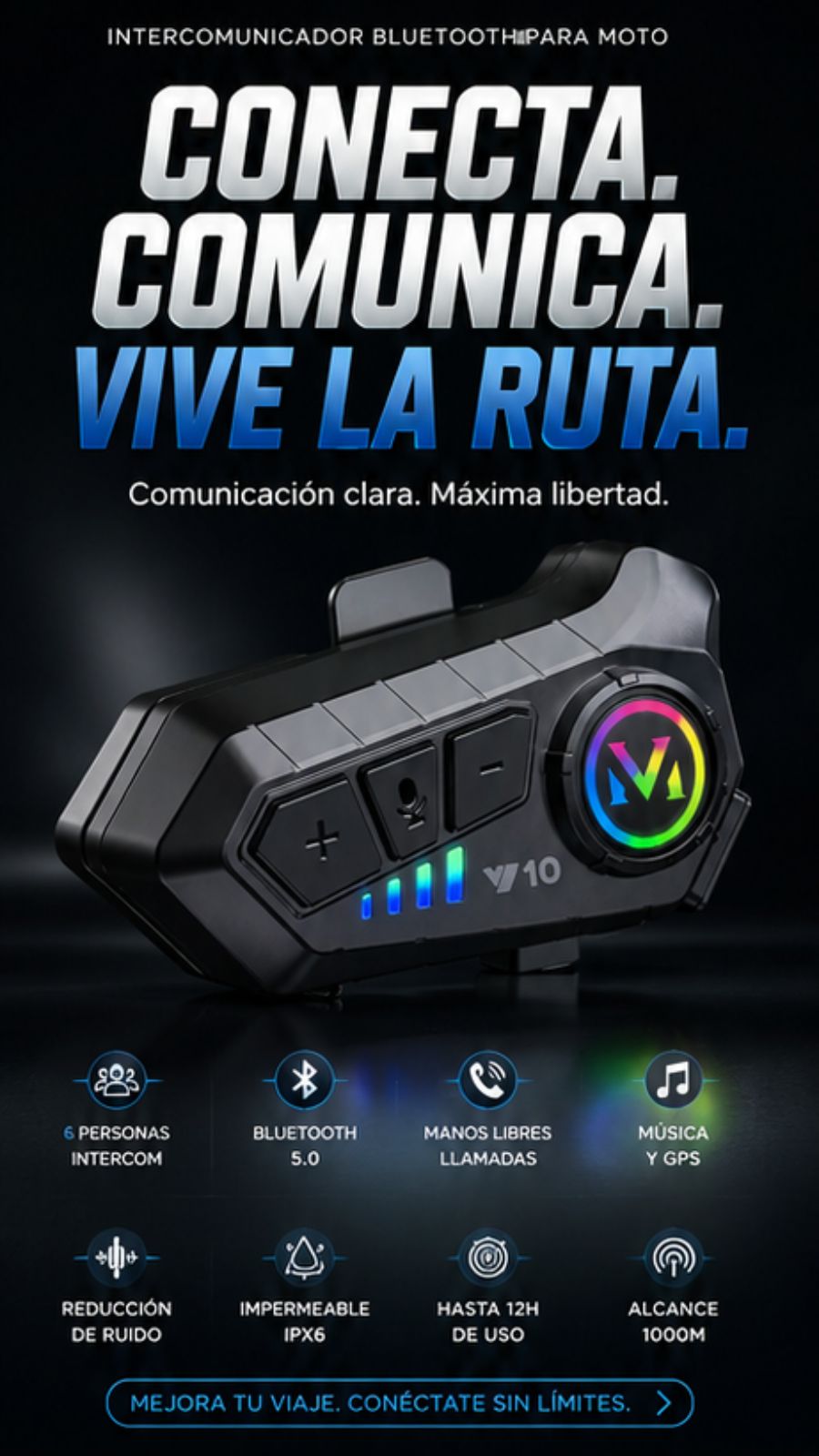 INTERCOMUNICADOR BLUETOOTH PARA MOTOCICLISTAS