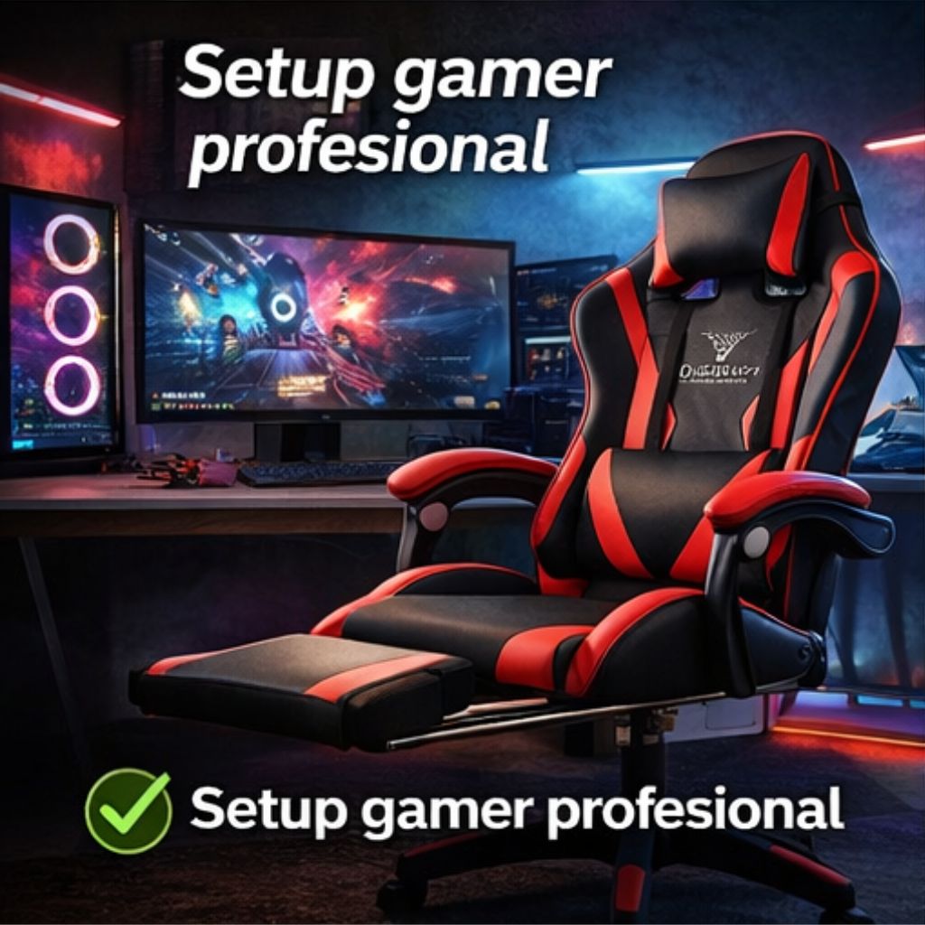 SILLA GAMER CON MASAJEADOR Y REPOSA PIES