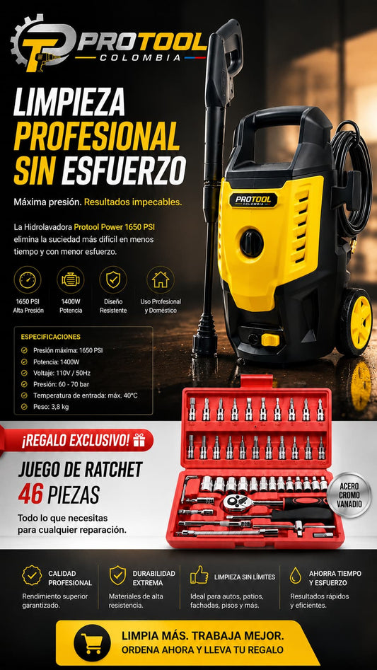 HIDROLAVADORA + REGALO JUEGO DE RATCHET