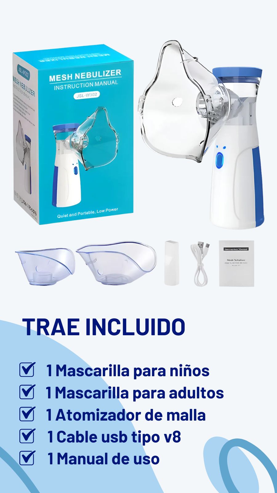NEBULIZADOR PORTATIL PARA NIÑOS Y ADULTOS