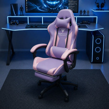SILLA GAMER RECLINABLE CON  MASAJEADOR LUMBAR Y REPOSA PIES