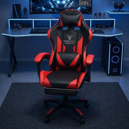 SILLA GAMER RECLINABLE CON  MASAJEADOR LUMBAR Y REPOSA PIES
