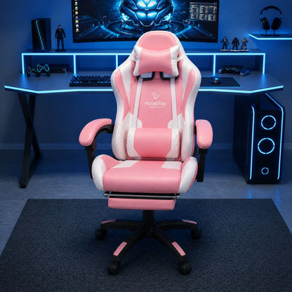 SILLA GAMER RECLINABLE CON  MASAJEADOR LUMBAR Y REPOSA PIES