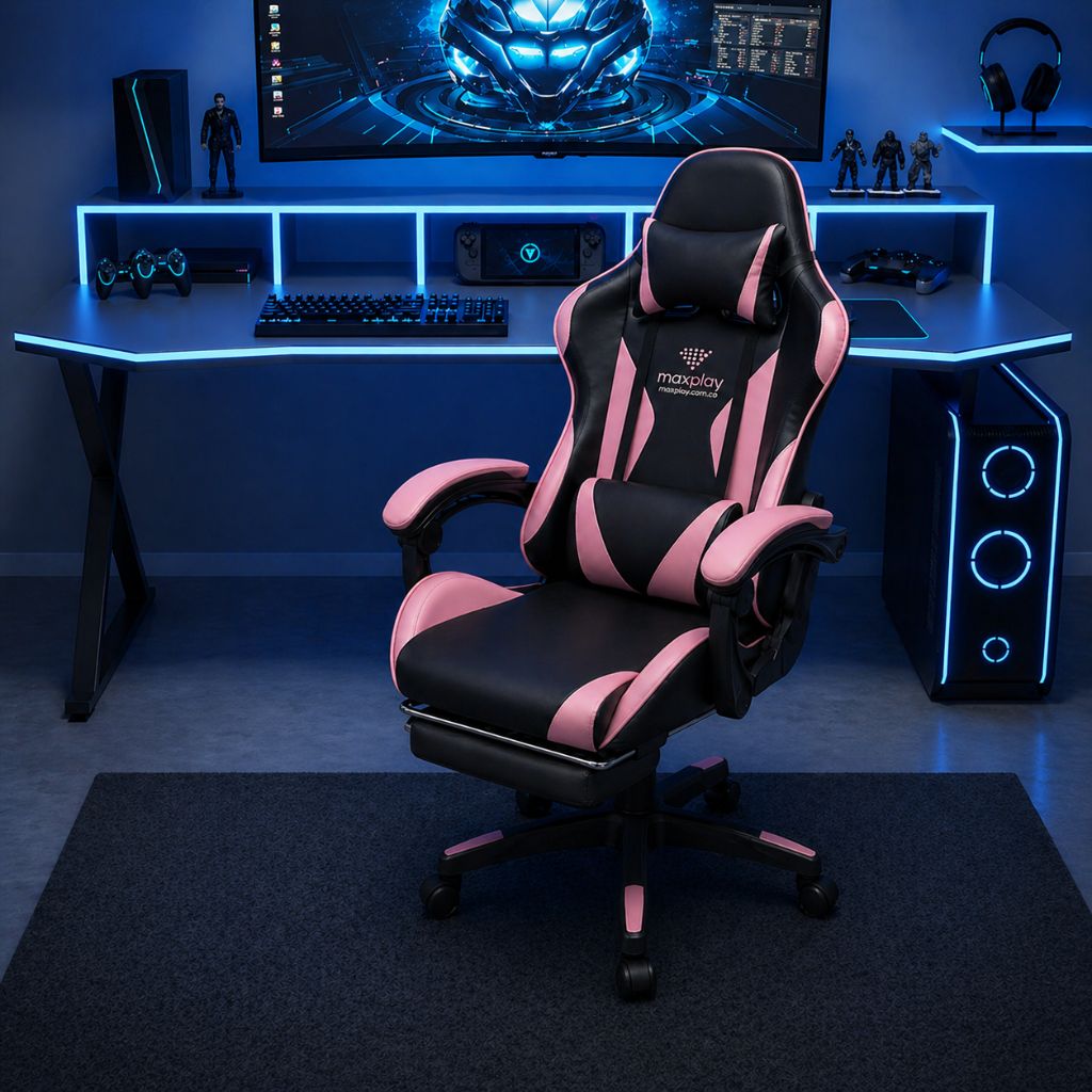 SILLA GAMER RECLINABLE CON  MASAJEADOR LUMBAR Y REPOSA PIES