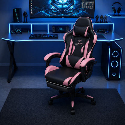 SILLA GAMER RECLINABLE CON  MASAJEADOR LUMBAR Y REPOSA PIES