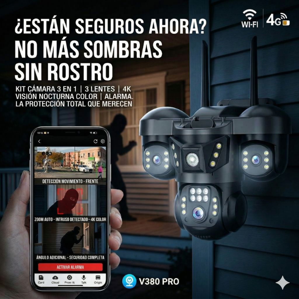CAMARA DE SEGURIDAD 3 EN 1 WIFI CON SENSOR Y ALARMA
