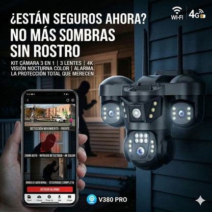 CAMARA DE SEGURIDAD 3 EN 1 WIFI CON SENSOR Y ALARMA